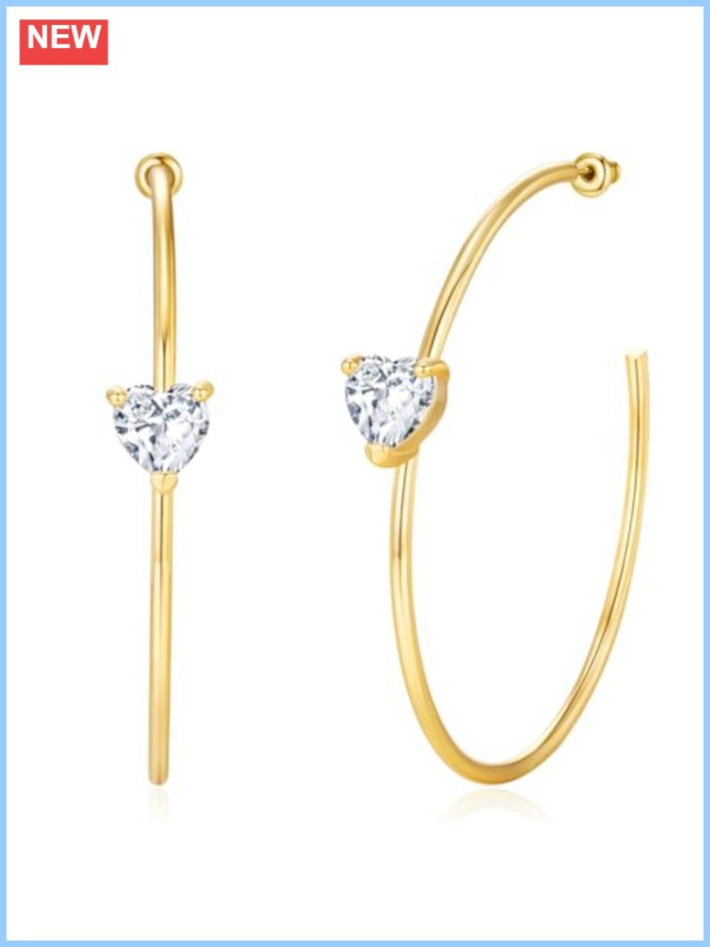 Large Gold Hoop Earrings 14k Gold Plated 925 Sterling Silver Post Cubic